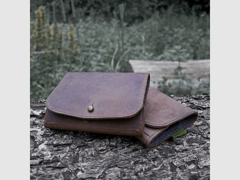 Forest owl combination rifle nubuck leather cartridge case