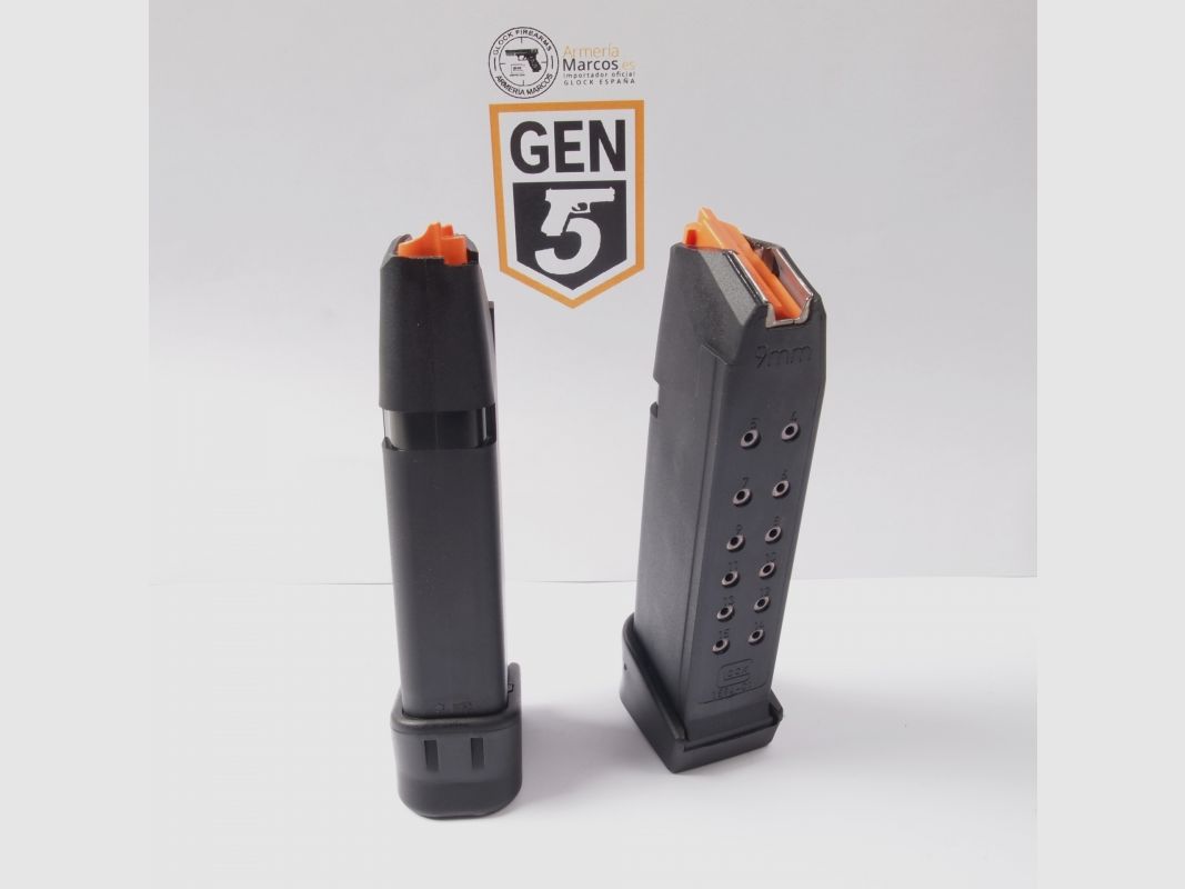 Magazin Glock 19+2 mit orangefarbenem Aufsatz, Bild 2 von 2
