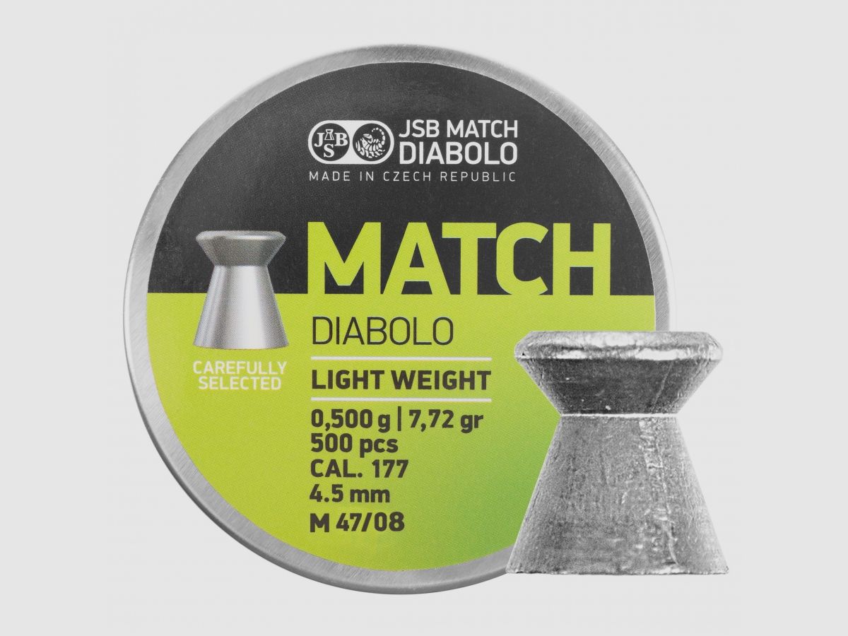 JSB Match Light pallini diabolo a testa piatta 4,50 500 pezzi, immagine 1 di 2