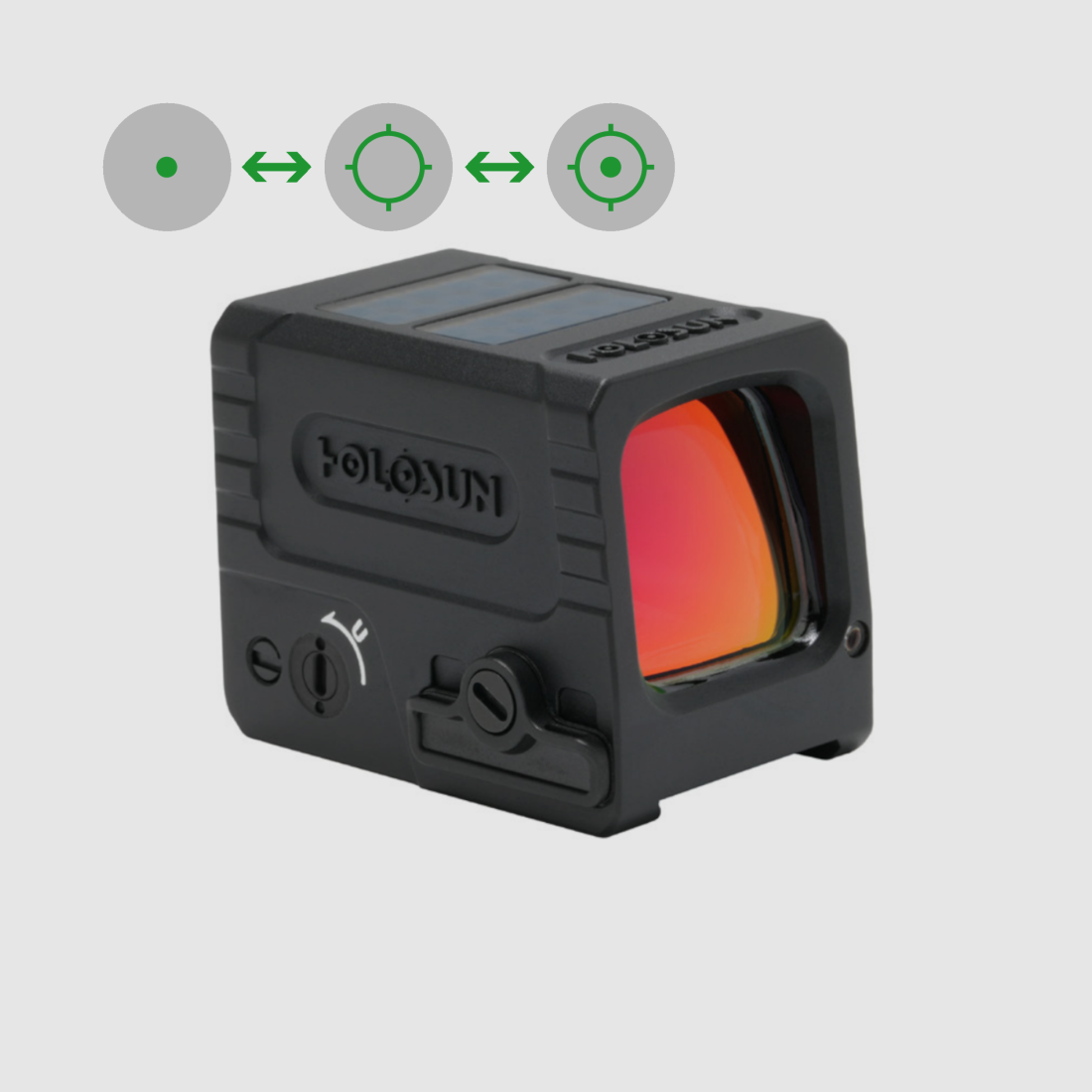 Holosun Viseur Reflex AEMS-MICRO-GR-MRS avec réticule vert : Point 2MOA & Point Circulaire 65MOA, image 1 sur 2