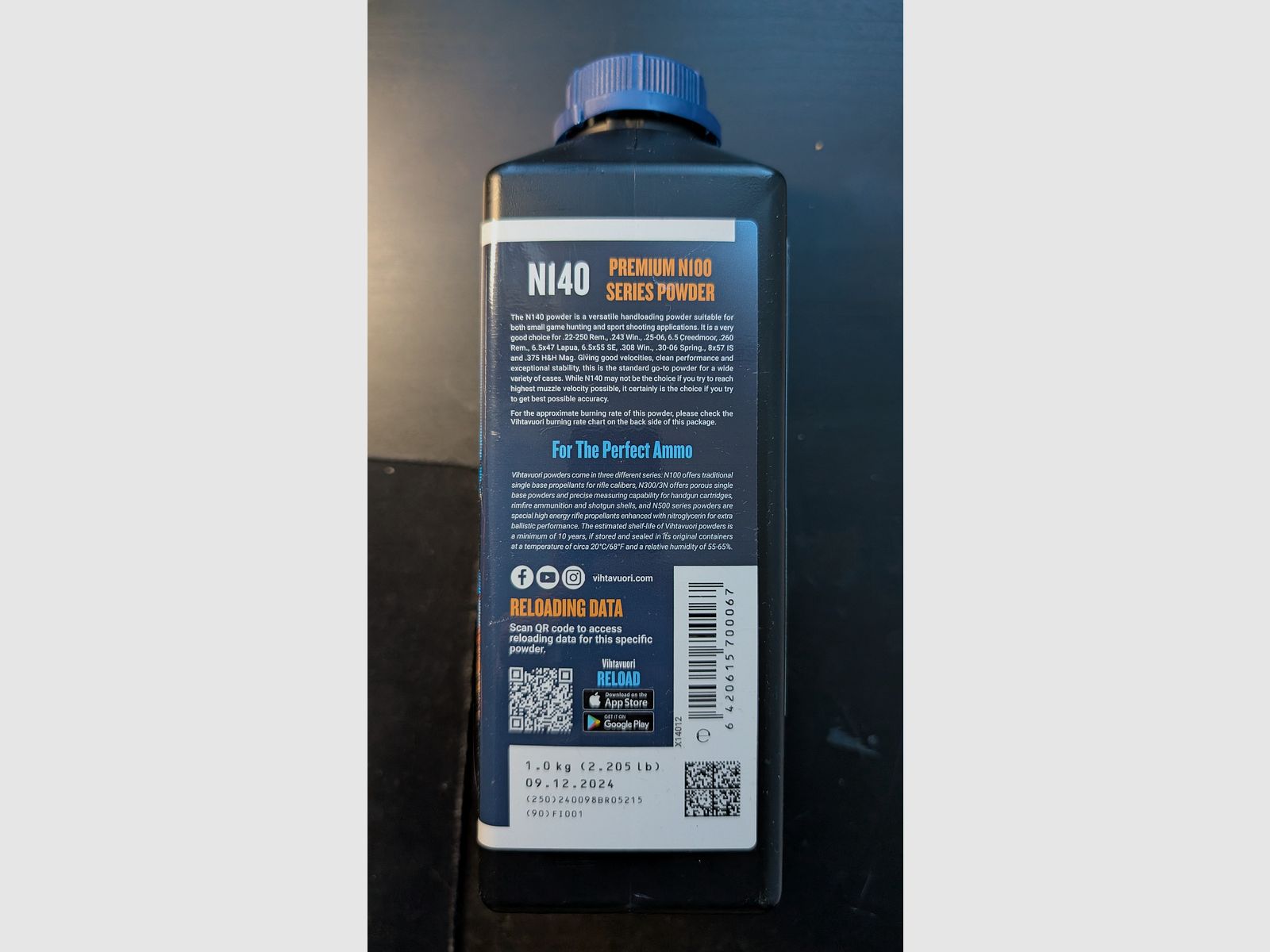 Vihtavuori Nitrocellulosepulver N140, 1 kg