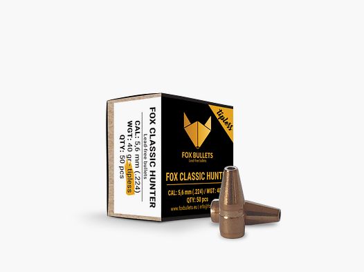 Fox Bullets Classic Hunter Tipless .224 2,6 g / 40 gr balles sans plomb – 50 pièces