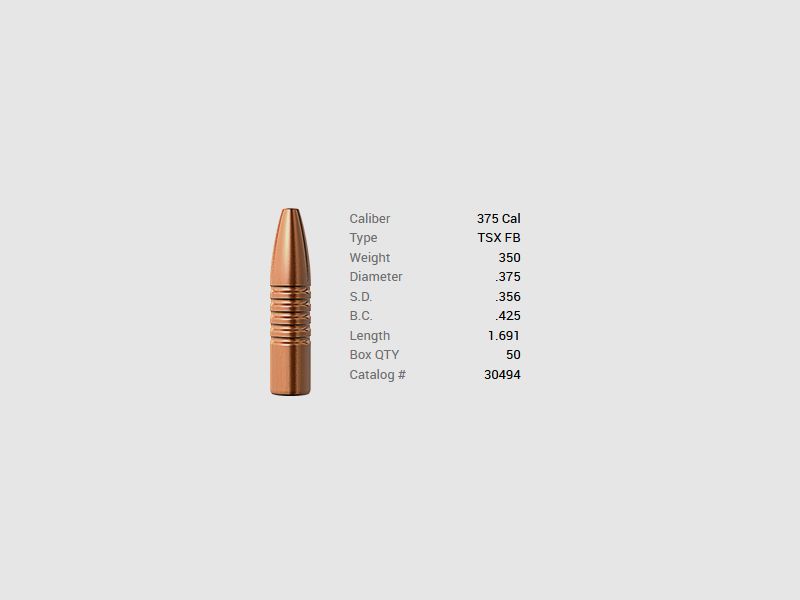 Barnes bullet .375/.375 350GR TSX HP FB 50 pieces
