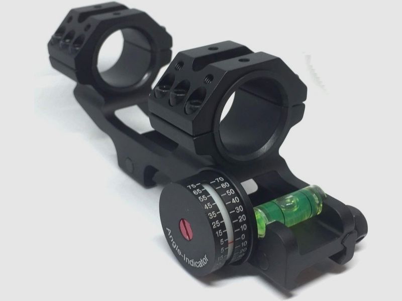 Block mount for 25.4 / 30 mm with integrated inclinometer and bubble level, Weaver-Picatinny rail