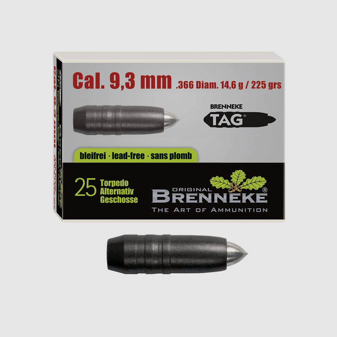 Balle Brenneke 9,3mm (.366) TAG 14,6g / 226grs 25 pièces