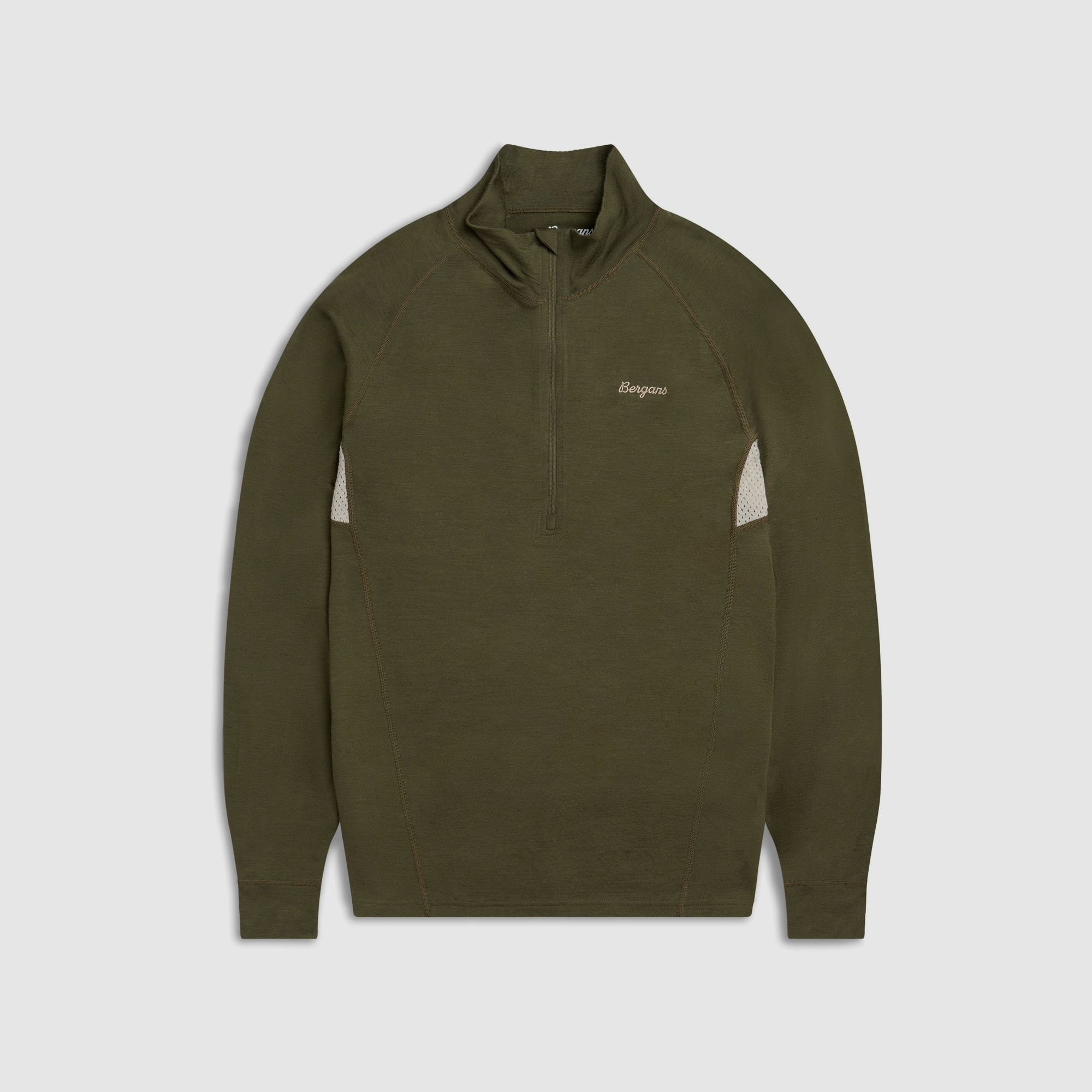 Bergans Inner:Pure Merino Half-Zip T-shirt Thermique Homme Pine Forest/Bone White S