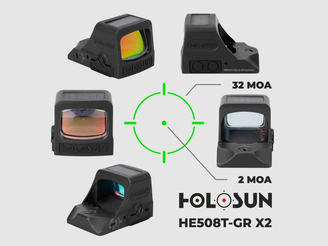 Holosun HE508T-GR X2 Elite Lunette Verte Solaire Point Multi Réticule, image 2 sur 6