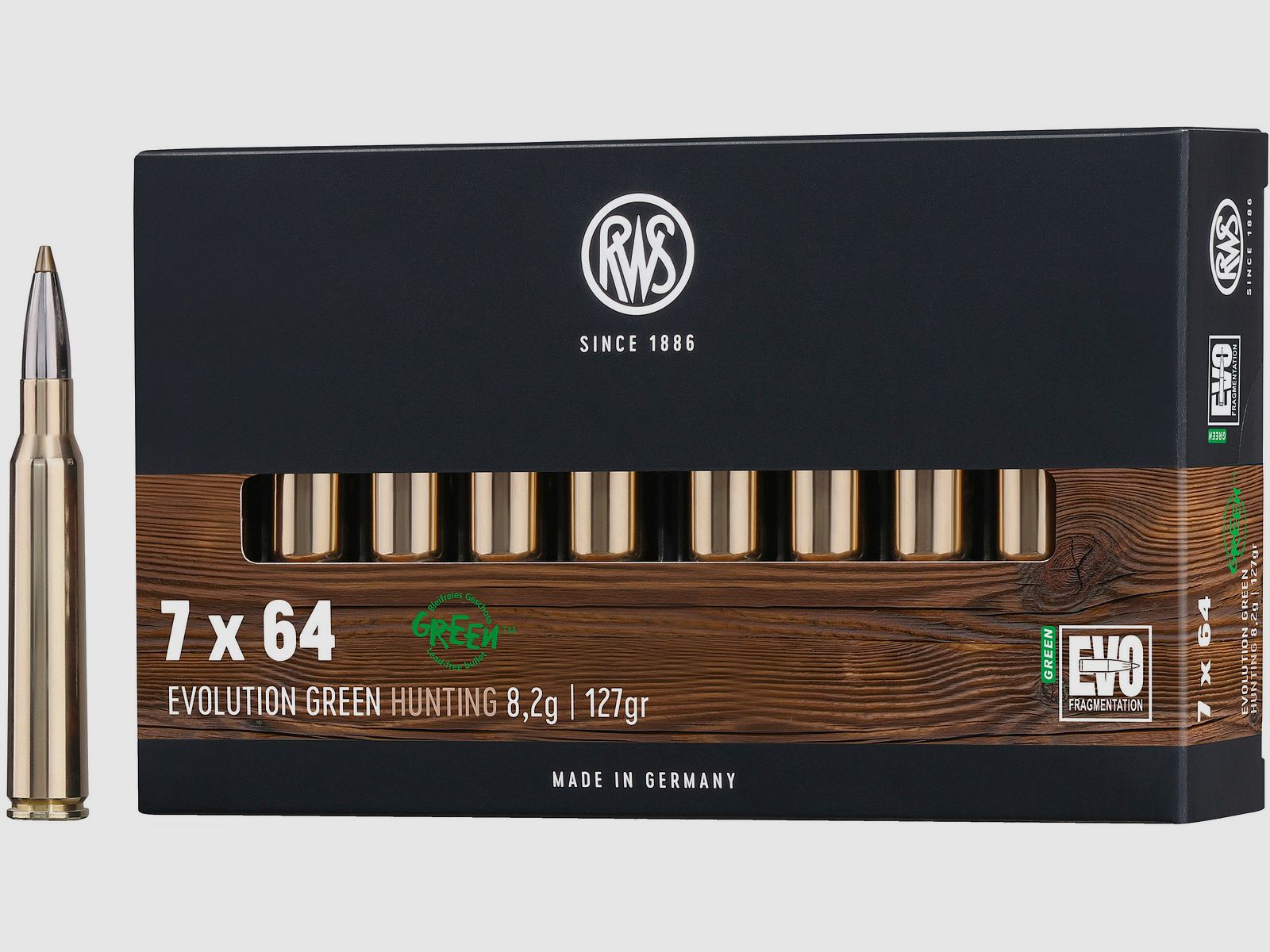 RWS Rifle Cartridges Evolution Green 7x64. 127 grains