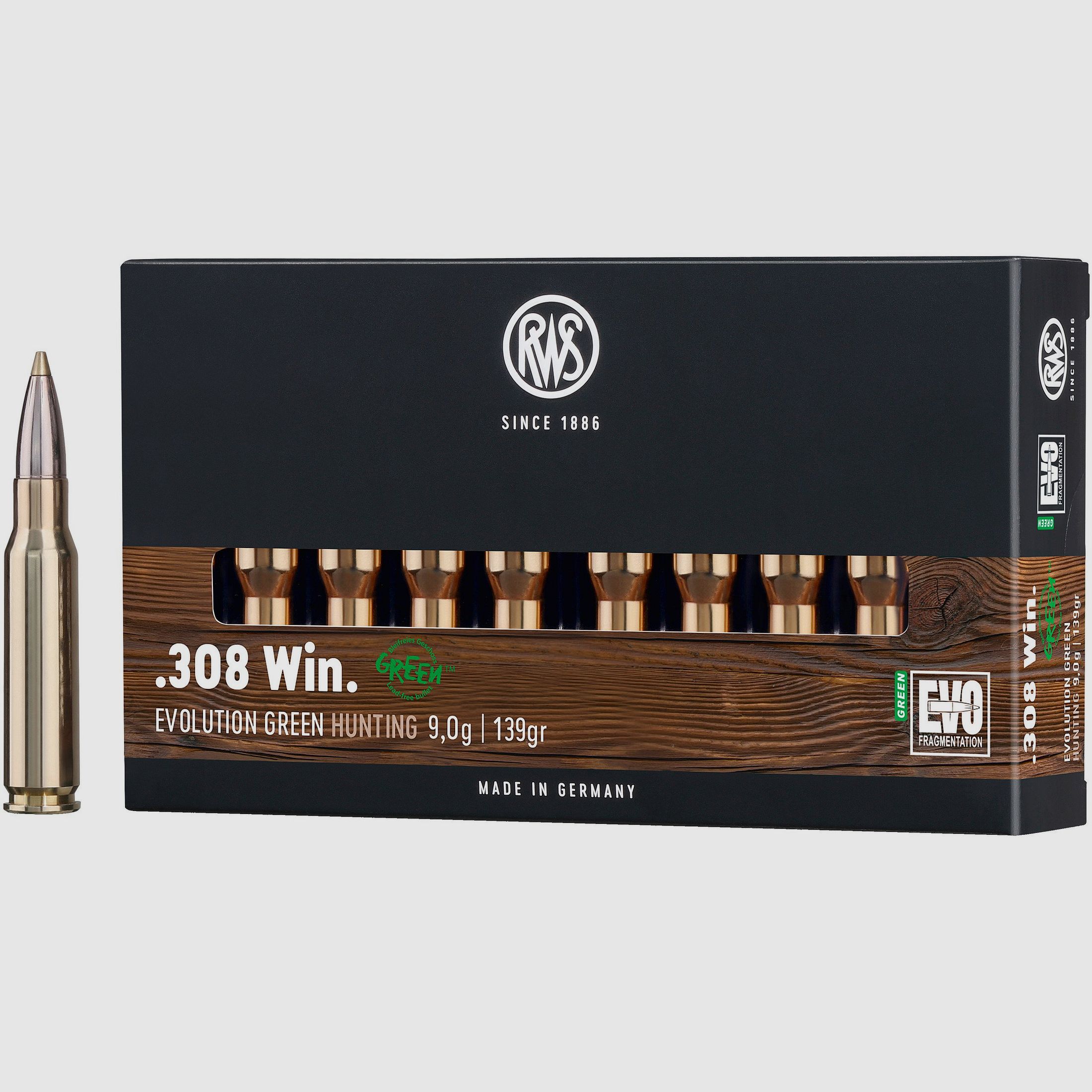 RWS Rifle Cartridges Evolution Green .308 Win. 139 grains