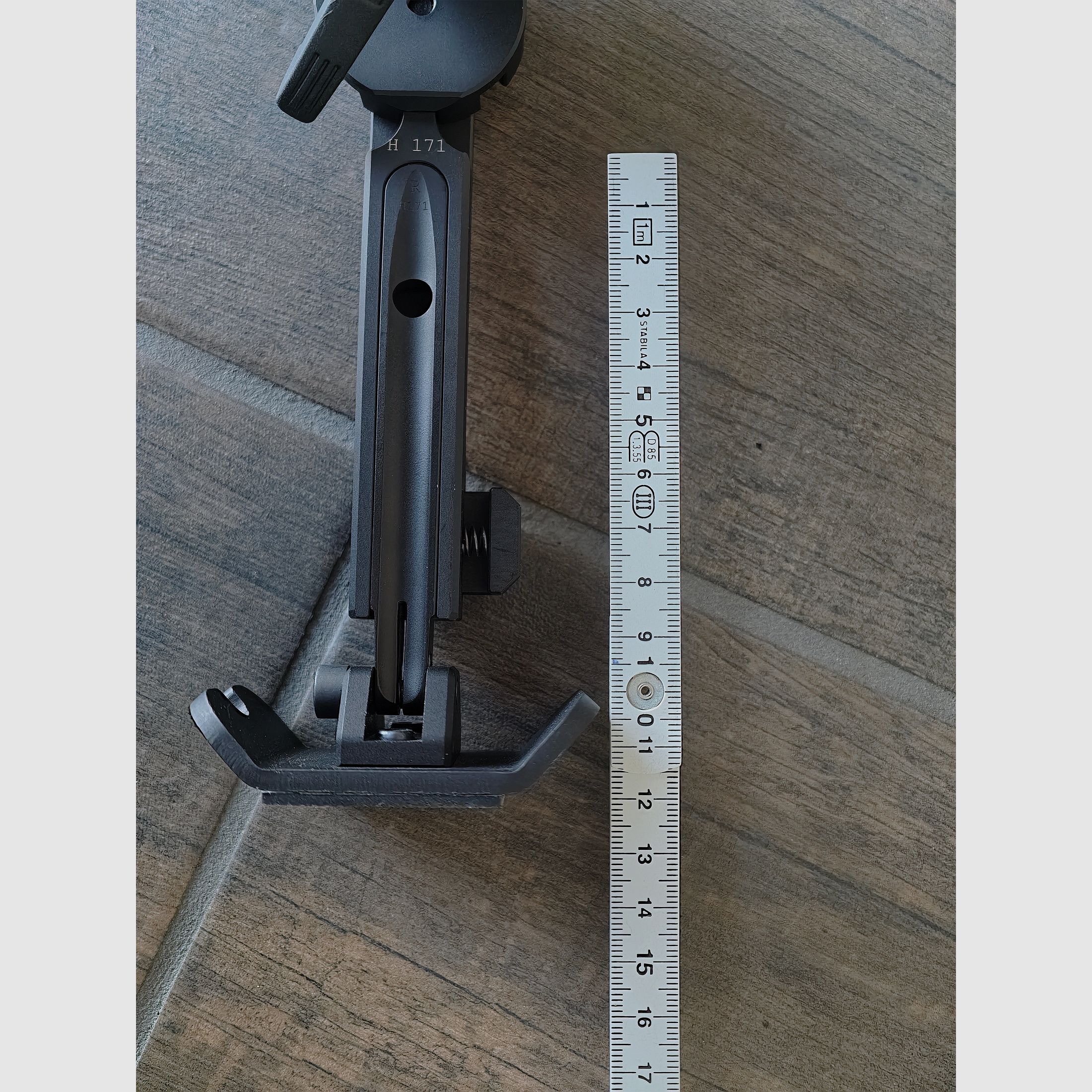 Fortmeier Zweibein 171H 6H Spezialumbau (gekürzt) um ~20mm + ARCA Rail Adapter & Picantiny Adapter. Neuwertig!