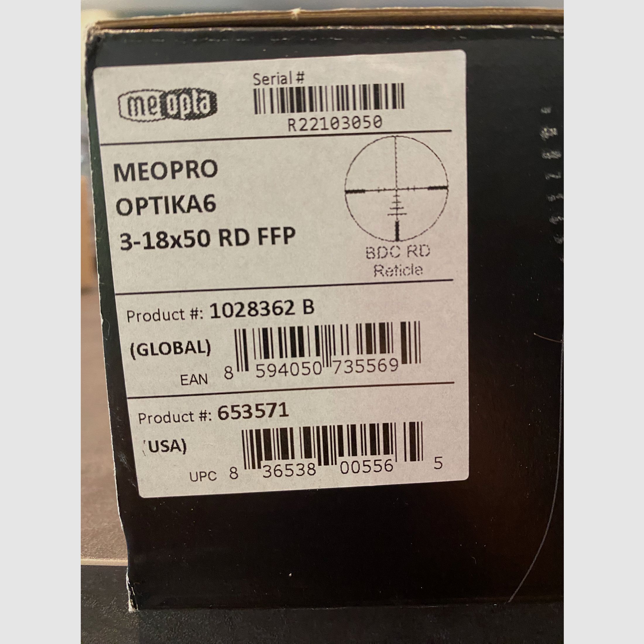 Meopta Zielfernrohr Optika6 3-18x50 RD FFP BDC