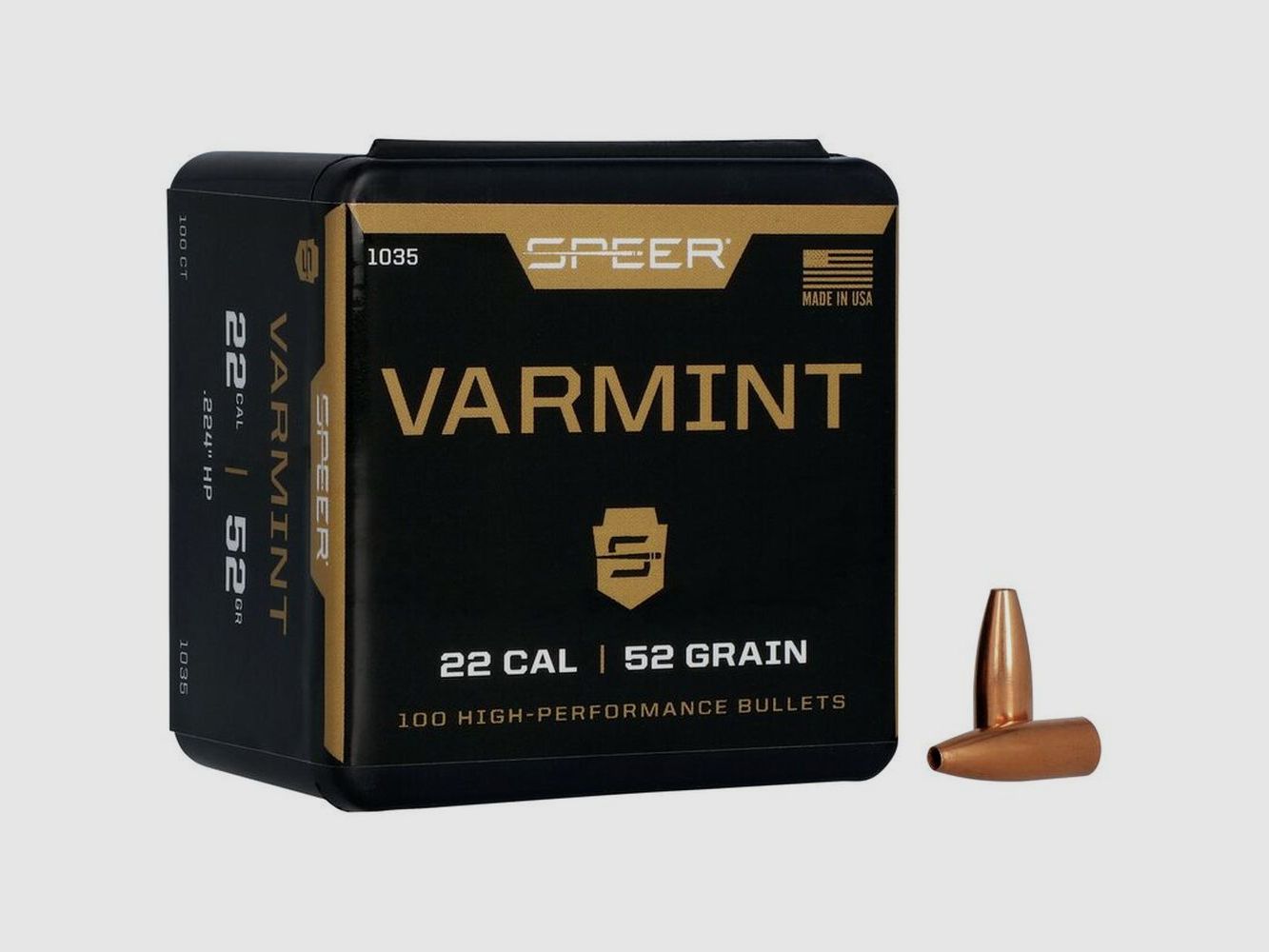 Speer Proiettili .224, Varmint HP 52gr (100) .224/5.69mm VE100