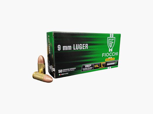 Cartucce Fiocchi cal. 9x19 9 mm luger RNCP 124 gr