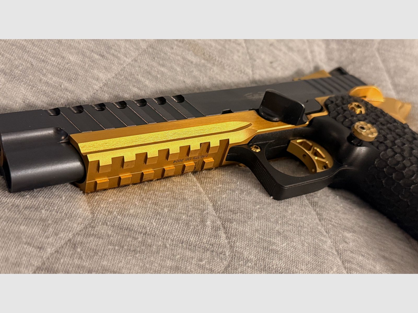 IPSC Standard Optic STI 2011 HPS Guns Range Master 5.4“ with front cut, Picatinny rail weapon is optic ready and Odin2 stock