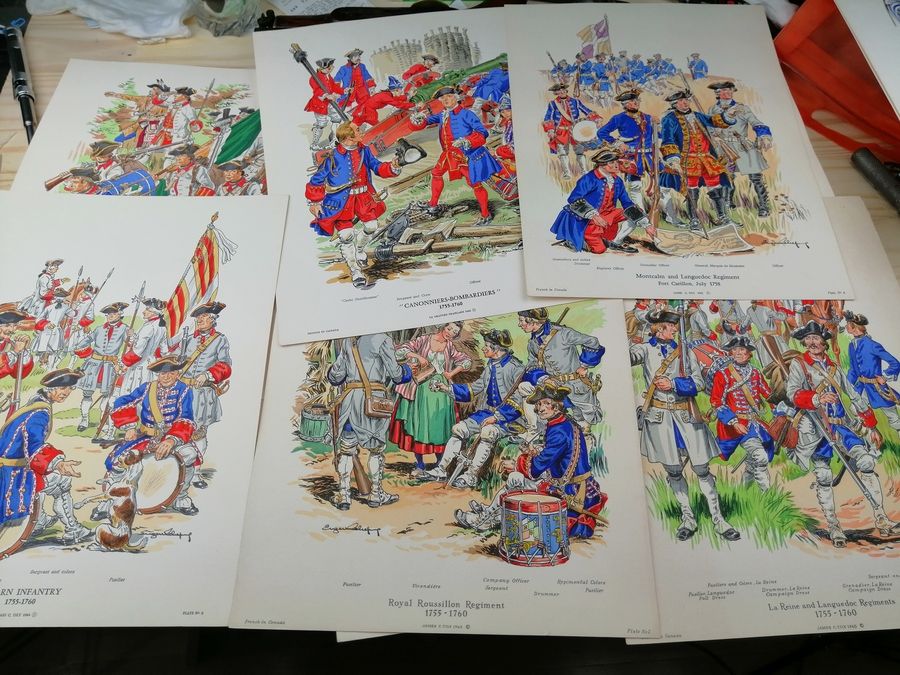 Acht sehr schöne, handkolorierte Illustrationen zur Französischen Armee in Kanada 1755 – 1760 – TBE, Bild 4 von 11