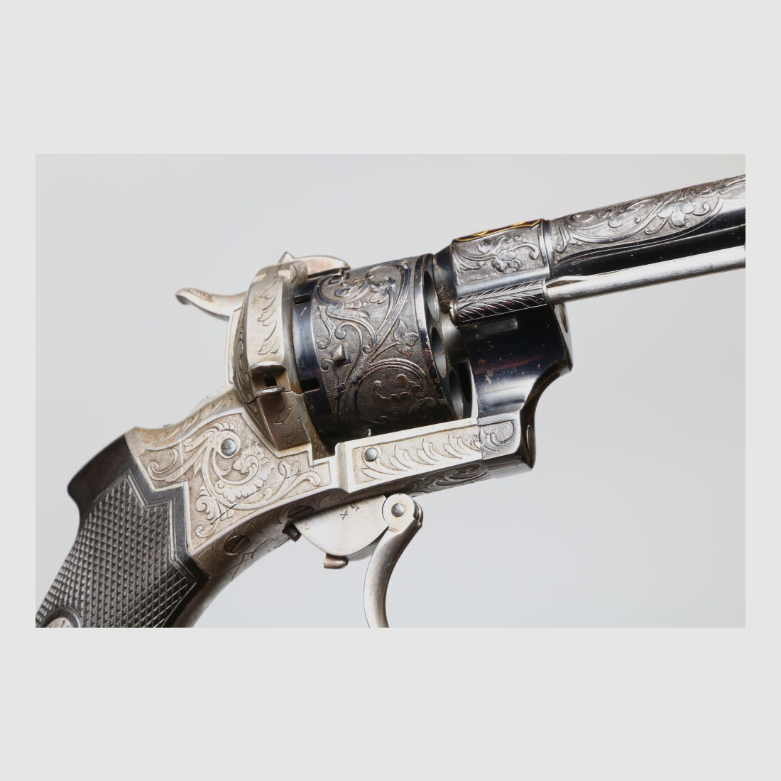 Lefaucheux Revolver Rarität mit passender Schatulle Vollgravur Stiftfeuer