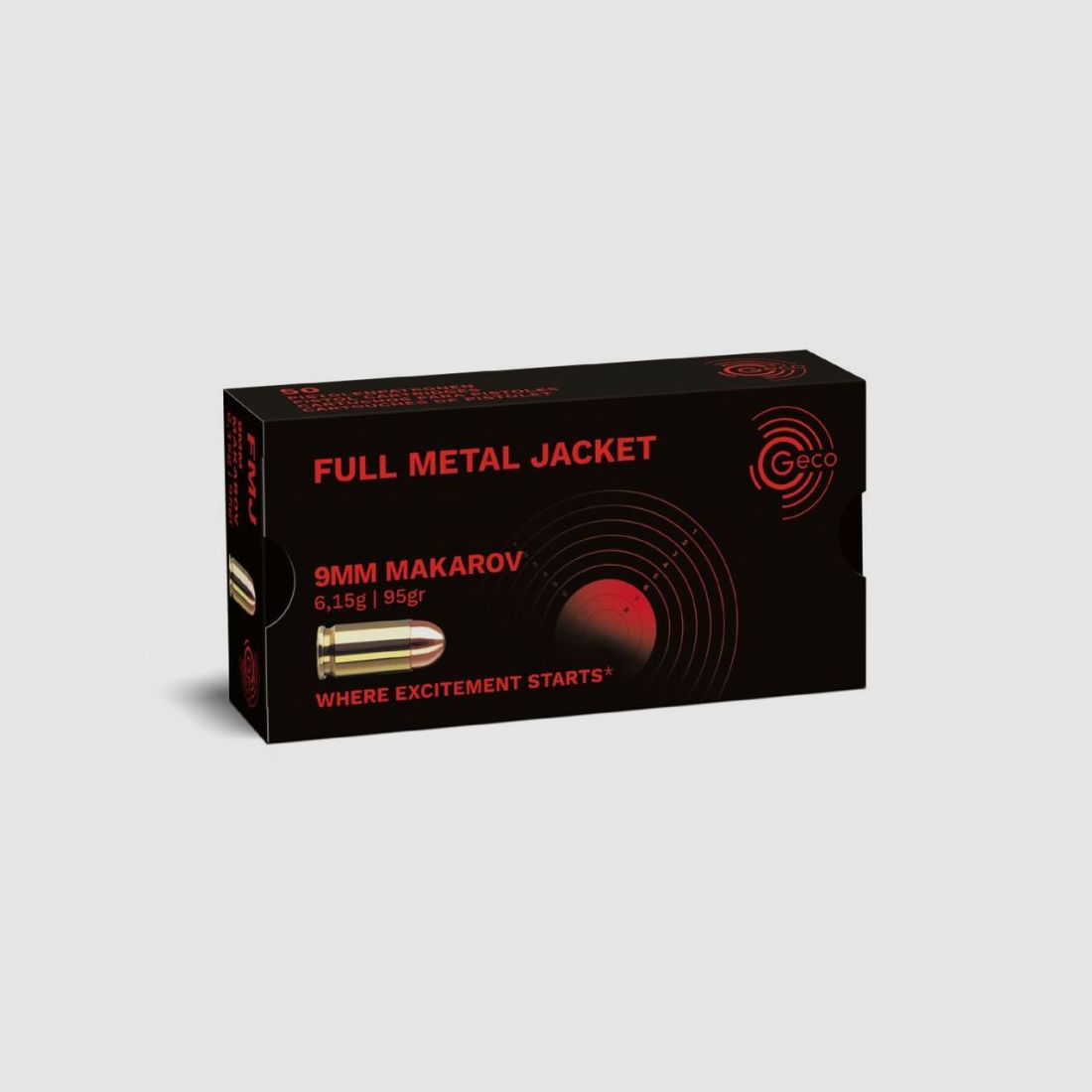GECO 9 mm Makarov Full Metal Jacket 6,15g/95gr - 50 cartucce
