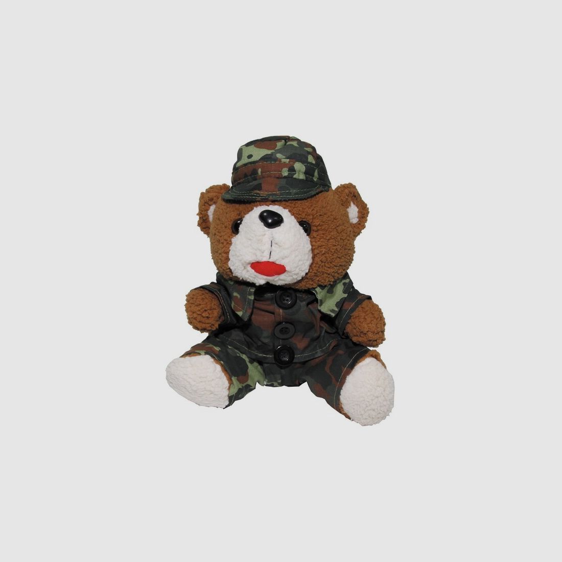Teddybär mit Bundeswehr Anzug / Uniform + Mütze in BW Flecktarn / Punkttarn - ca. 28 cm hoch