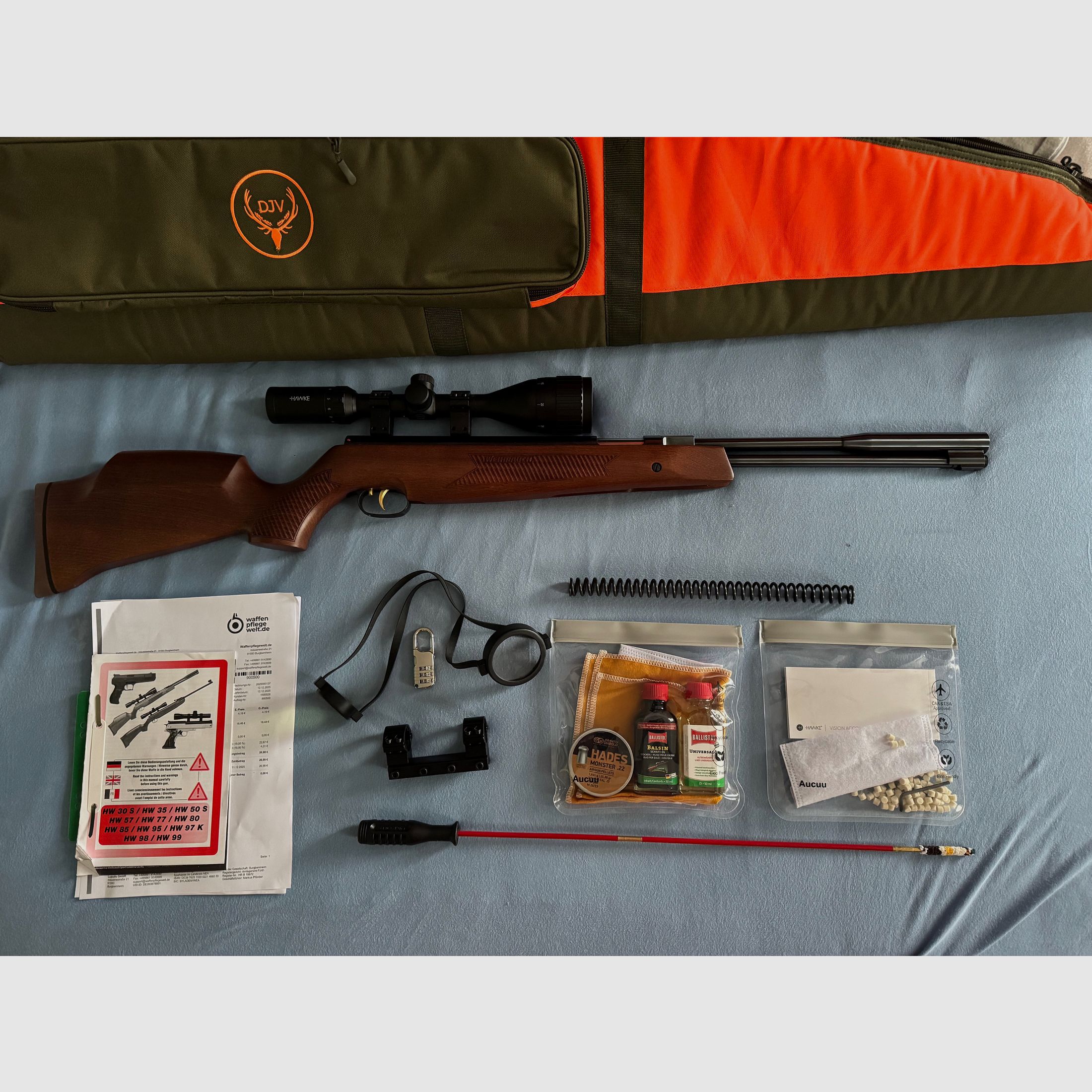 Weihrauch HW 97 Kaliber 5,5 HAWKE Zielfernrohr Futteral Zubehör 5.5 Garantie