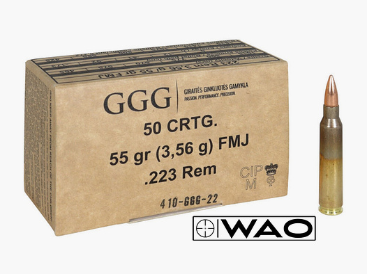 GGG .223 Rem. FMJ BT 3,6g/55grs. *1200 Schuss* 