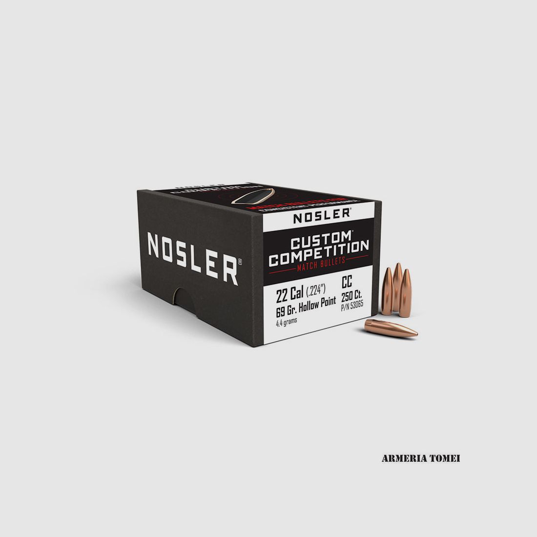 NOSLER – GESCHOSSE – CUSTOM COMPETITION 22 Kaliber (.224″) HPBT 69grain (4,5 Gramm) (250 Stk)