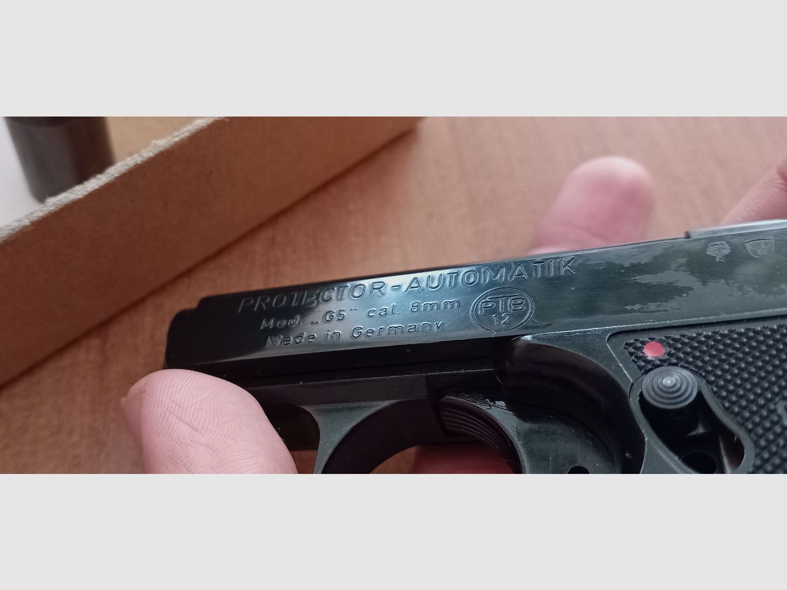 Ancien Reck Protector Autom. Mod. “G5” dans le premier PTB 12/ Cal. 8 mm Knall