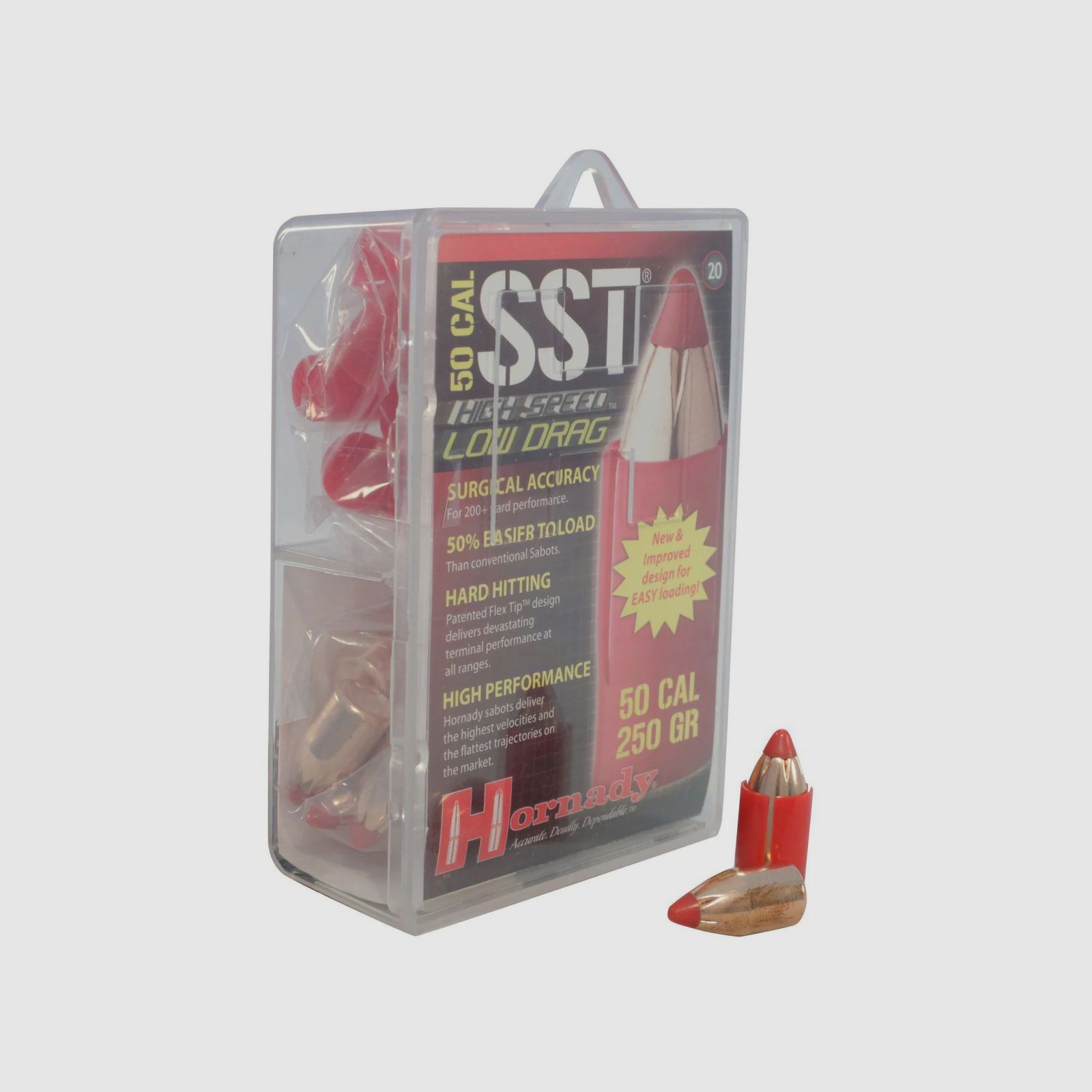 Hornady Low-Drag Sabot .50/12,7mm avec balle .45 SST 250GR 20 pièces