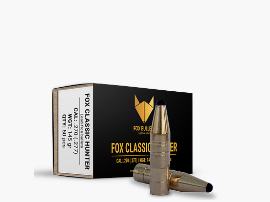 Fox Bullets Classic Hunter .277 9,4 g / 145 gr bleifreie Geschosse – 50 Stück