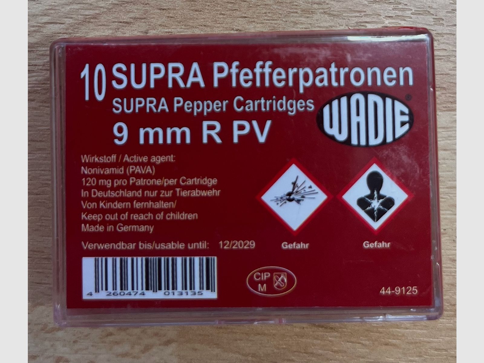 WADIE 44-9125 munizioni al pepe 9mm R PV per revolver
