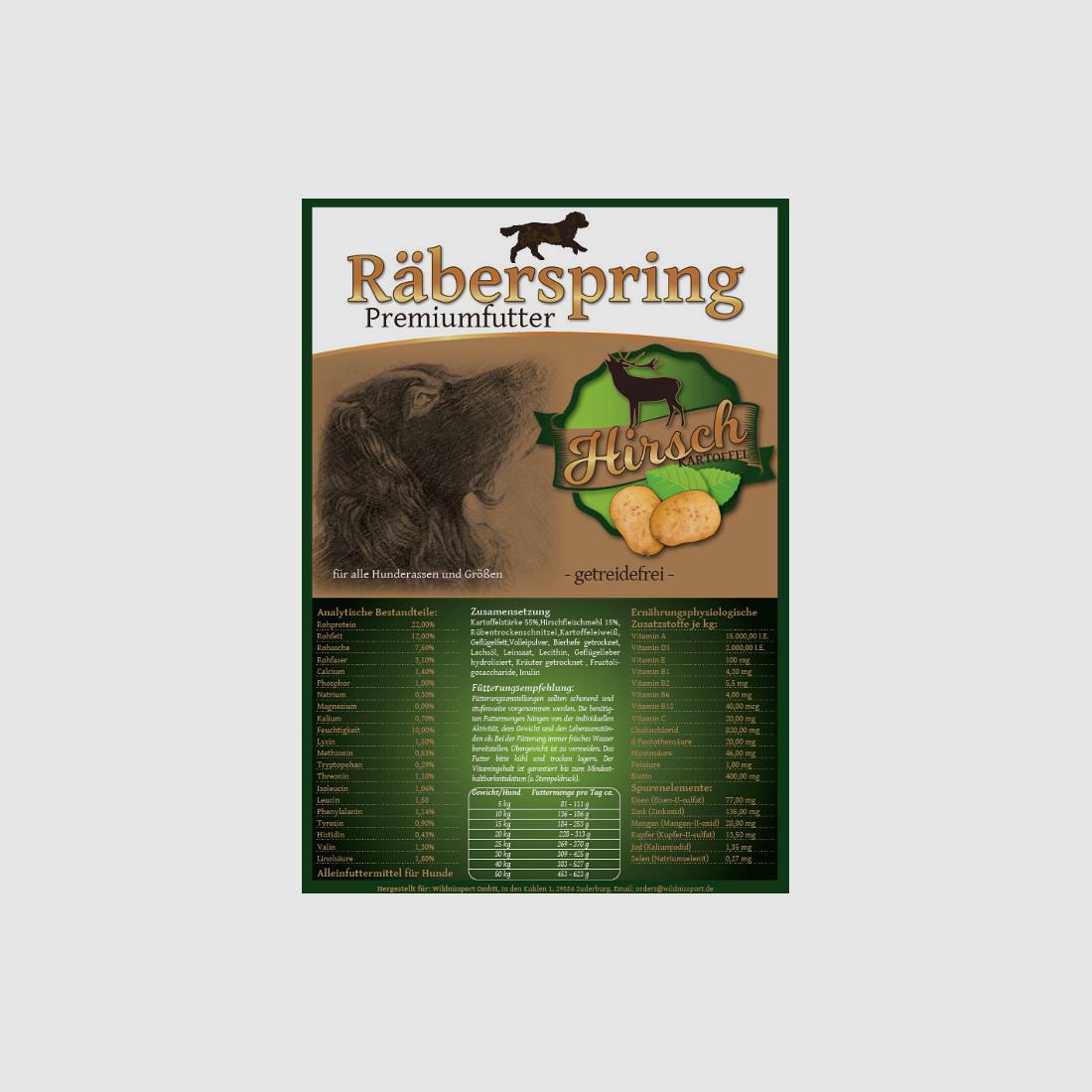 Räberspring Hundefutter Premiumfutter Hirsch 14kg - getreidefrei