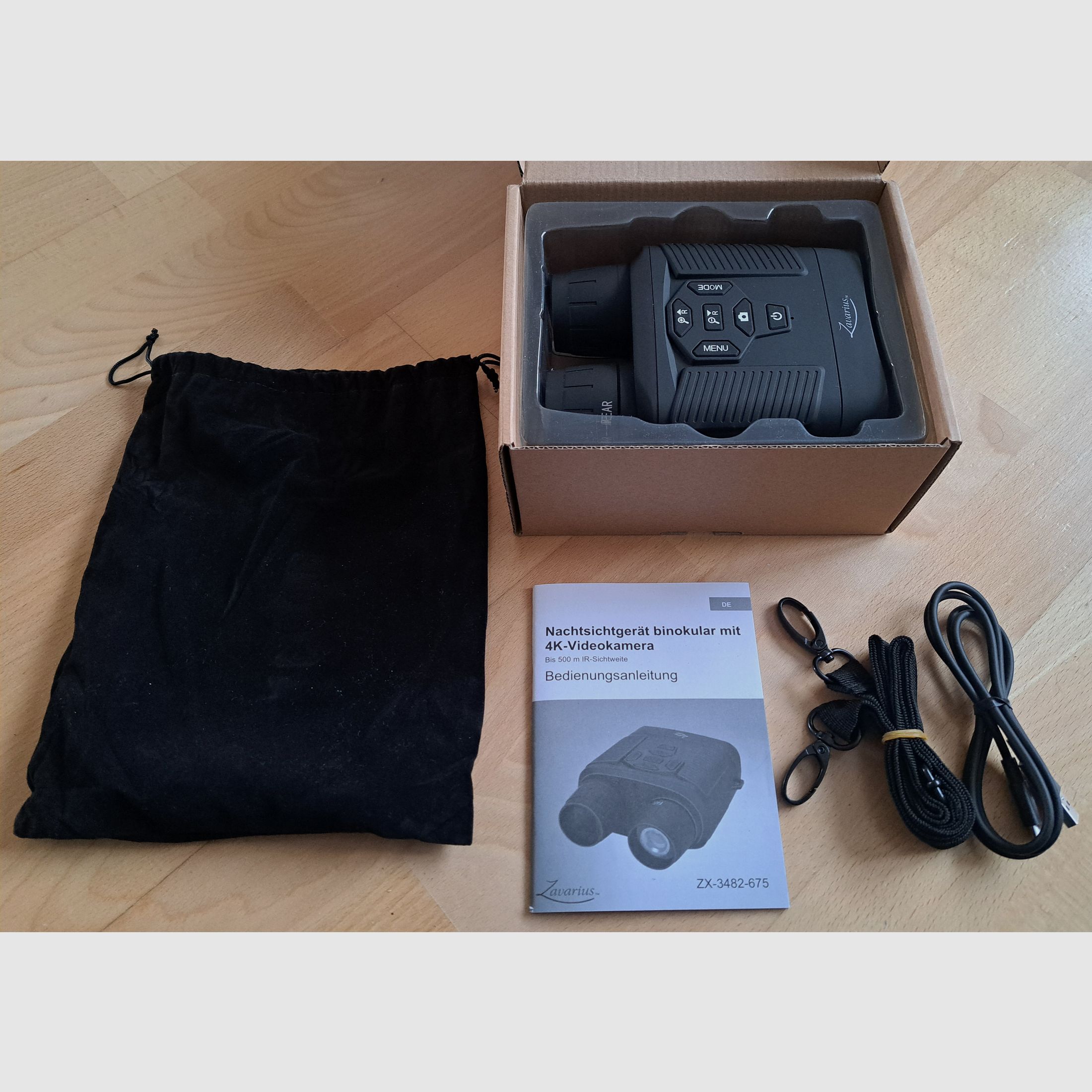 Zavarius noktowizor: binokularne urządzenie noktowizyjne z akumulatorem, kamera 4K, zasięg widzenia IR do 500 m (urządzenie noktowizyjne, noktowizor, kamera do monitoringu)