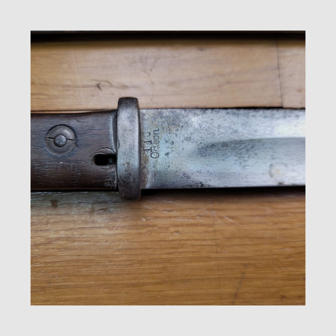 Seltene deutsche Bajonett S14 – rare Variante „Odéon“ – ca. 1915 – FAG Scheide – Ersatz – komplett zu reinigen, aber in perfektem Zustand., Bild 1 von 14