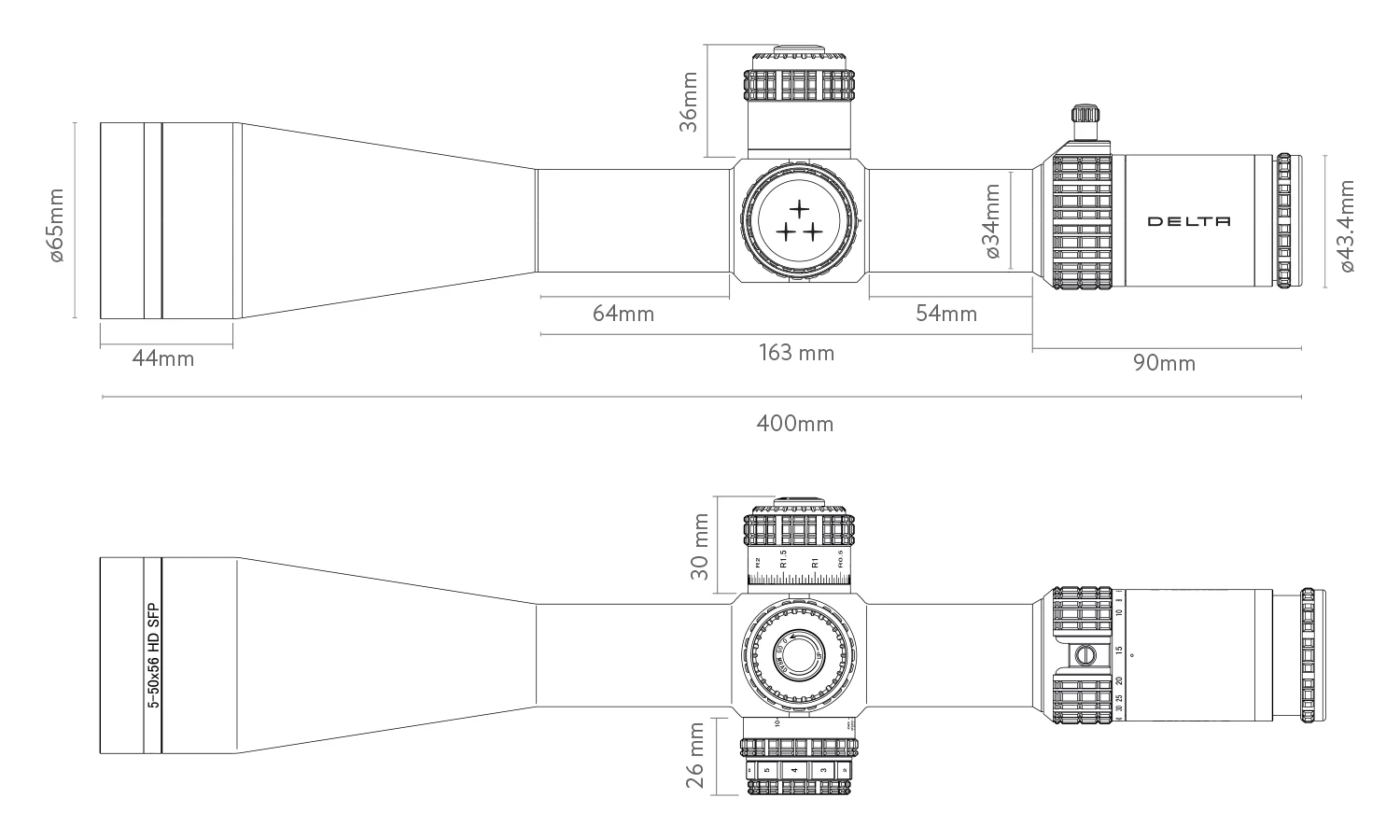 Zielfernrohr Delta Optical Stryker HD 5-50×56 SFP DLS-1, Bild 5 von 6
