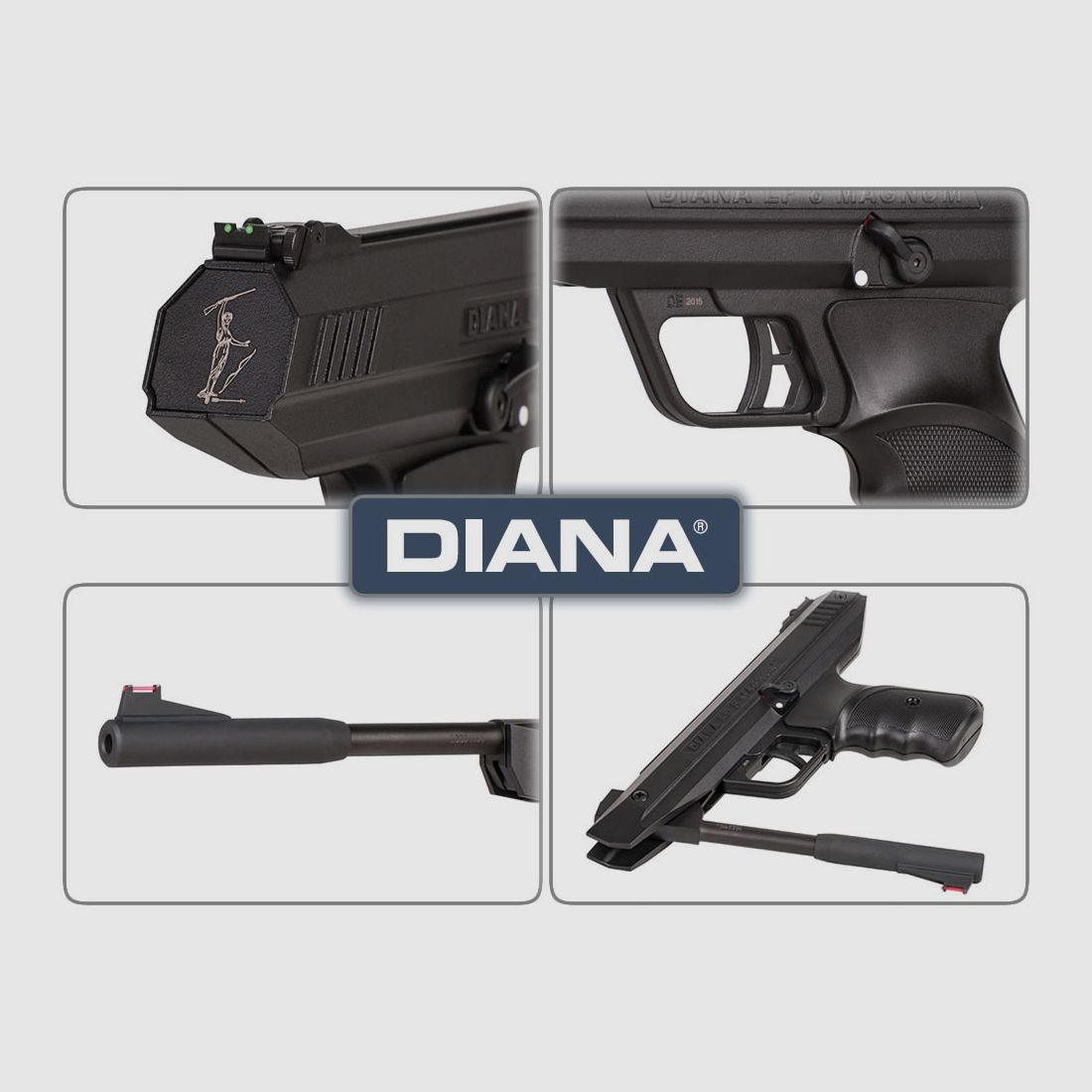 Federdruck Luftpistole Diana LP 8 Magnum Fiberoptik-Visierung schwarz Kaliber 4,5 mm (P18)