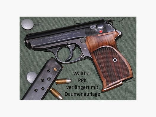 Nussbaum-Griffschalen für Pistole Walther PPK mit Daumenauflage