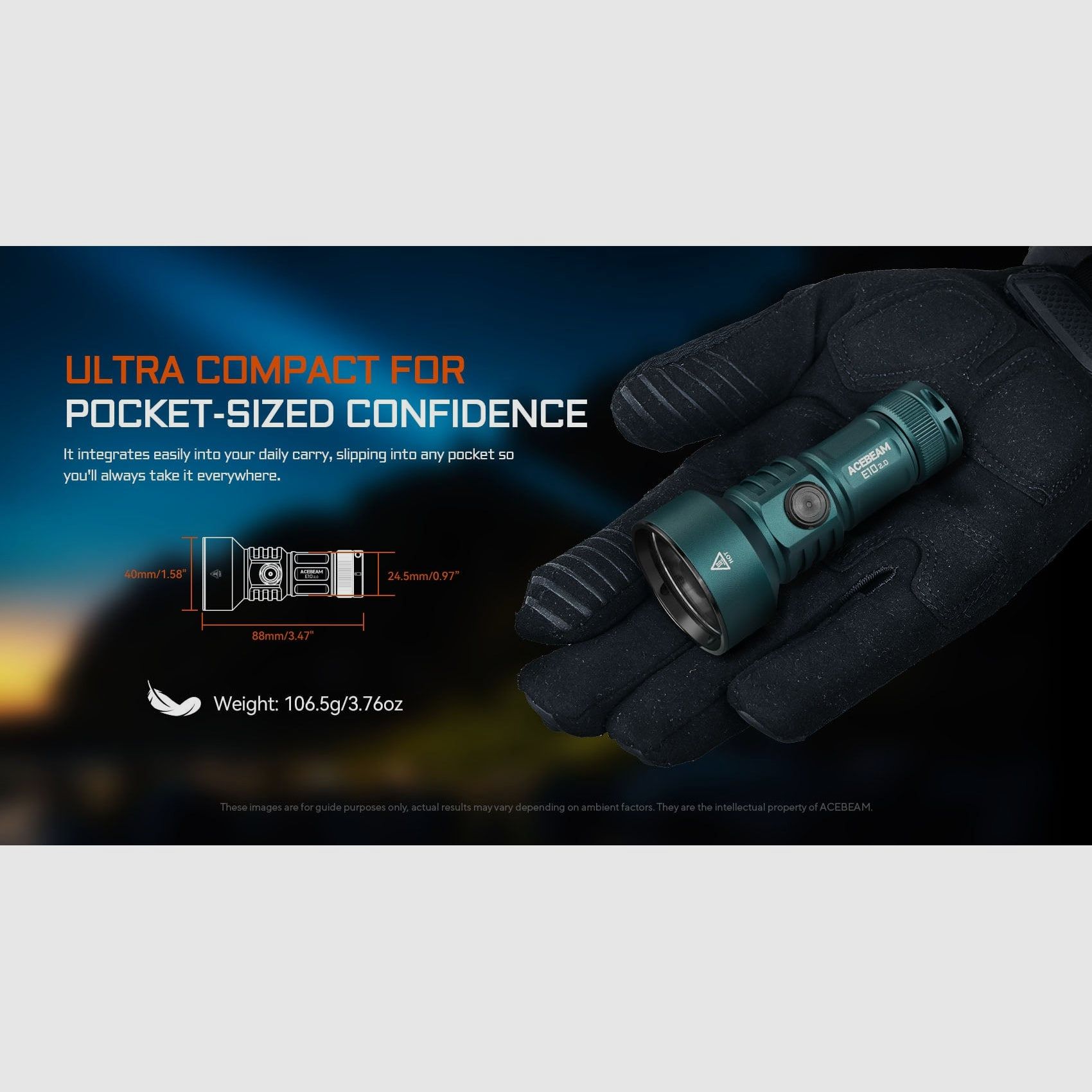 LED flashlight E10 2.0, 1,200 lumens (including battery), image 5 of 7