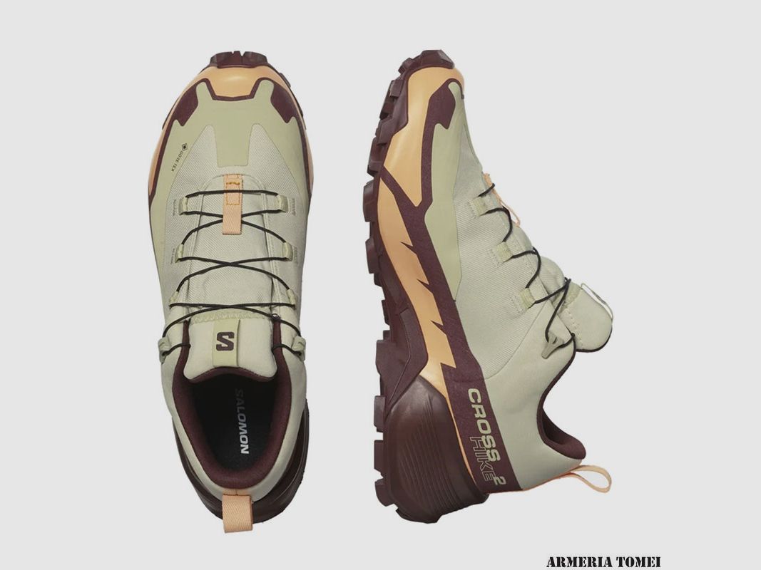 SALOMON – DAMES – CROSS HIKE 2 GTX Alfalfa / Cantaloupe / Bitter Chocolate, afbeelding 2 van 8