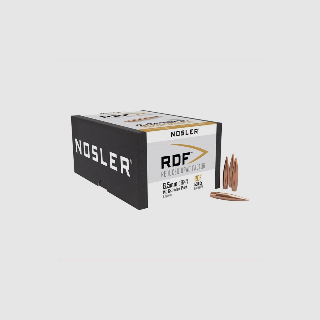 NOSLER 6.5MM (0.264″) 140GR HOLLOW POINT BOAT TAIL 500/BOX, image 2 of 2