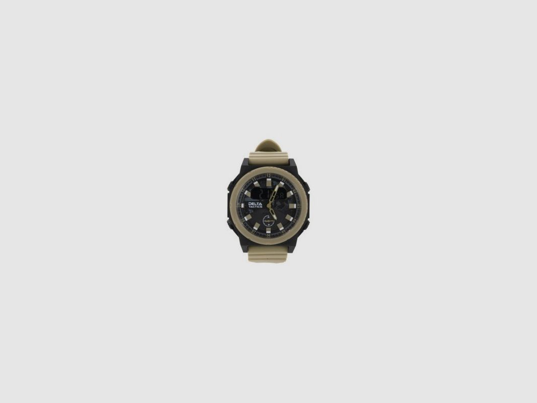 Analoge en digitale horloge zandkleur