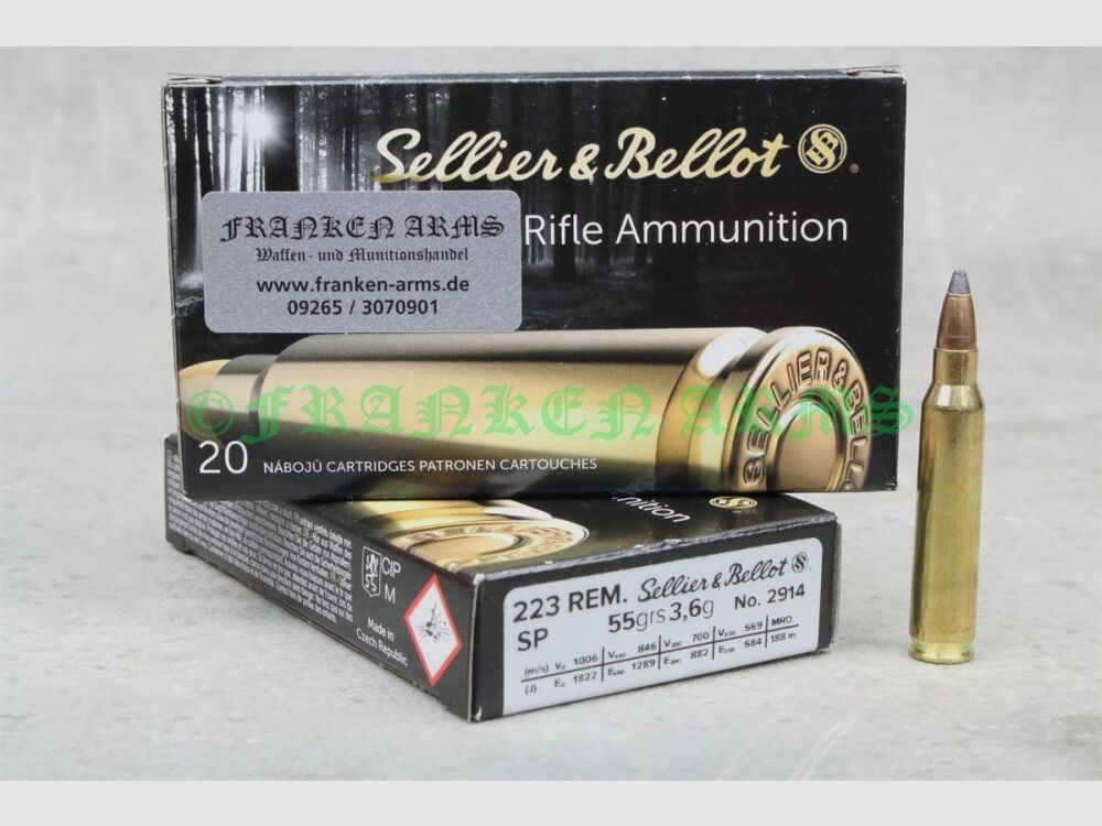 Sellier&Bellot . 223 Rem. SP 55gr. 3,6g 20 piezas precios por cantidad