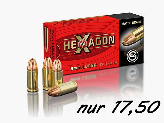 GECO HEXAGON 9mm Luger 9 mm 124grs  °°°°°°°°°°°°°°°°°°