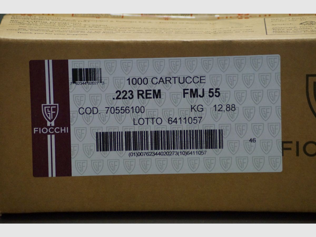 Fiocchi .223 Rem FMJ 55gr., image 1 sur 2