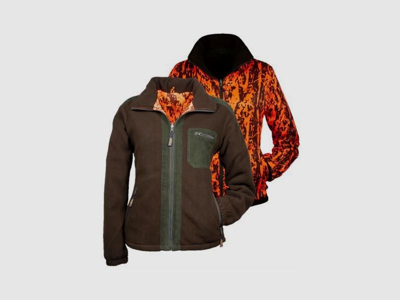 Hubertus Damen Wende- Fleeceja oliv/Warntarn