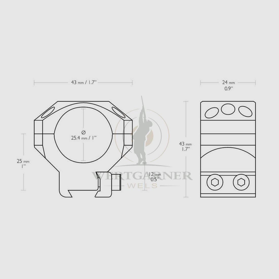 Hawke Tactical Ring Montagen 9-11mm 1" medium, Bild 1 von 2