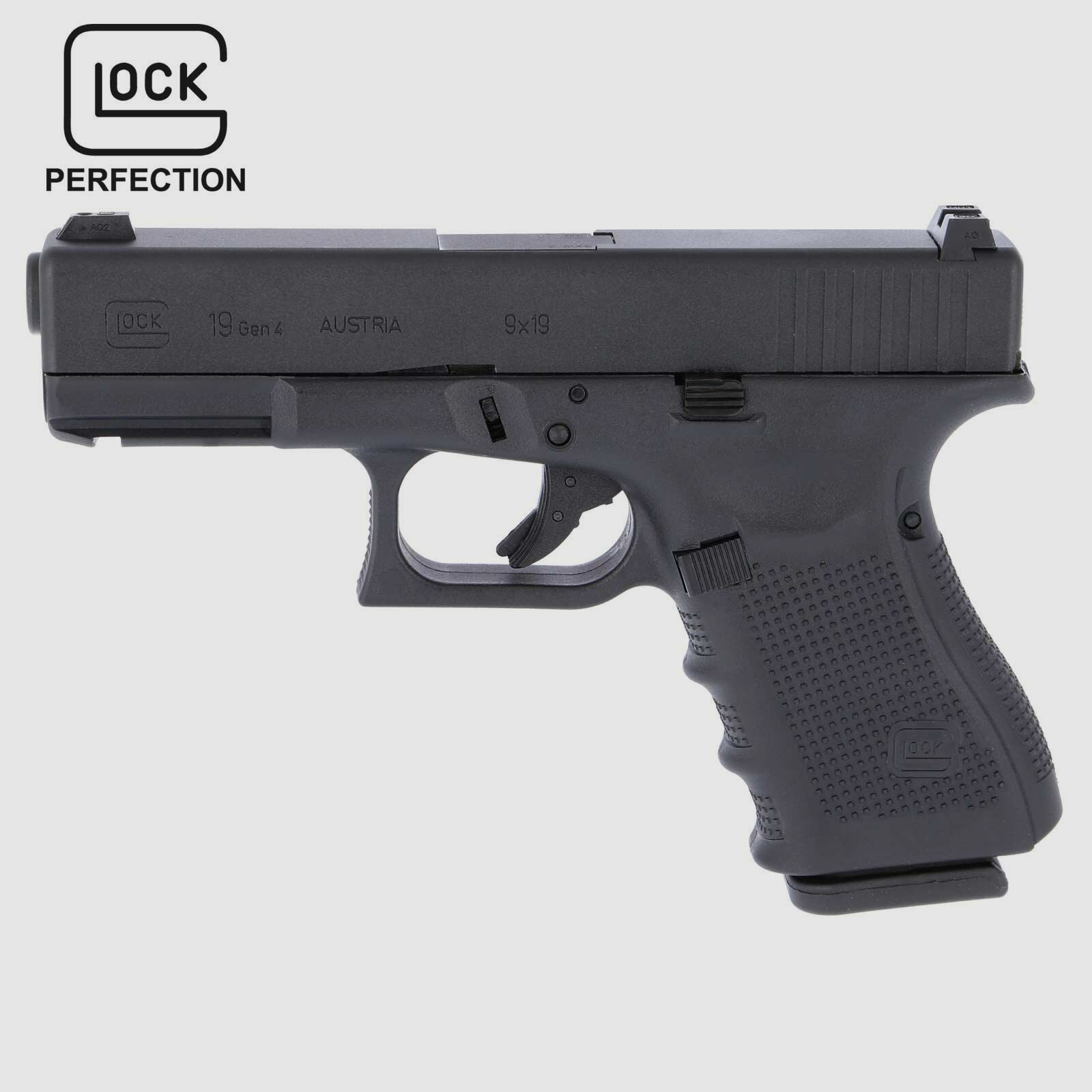 Glock 19 Gen4 Softair-Pistole Schwarz Kaliber 6 mm BB 19 Schuss Gas Blowback (P18)