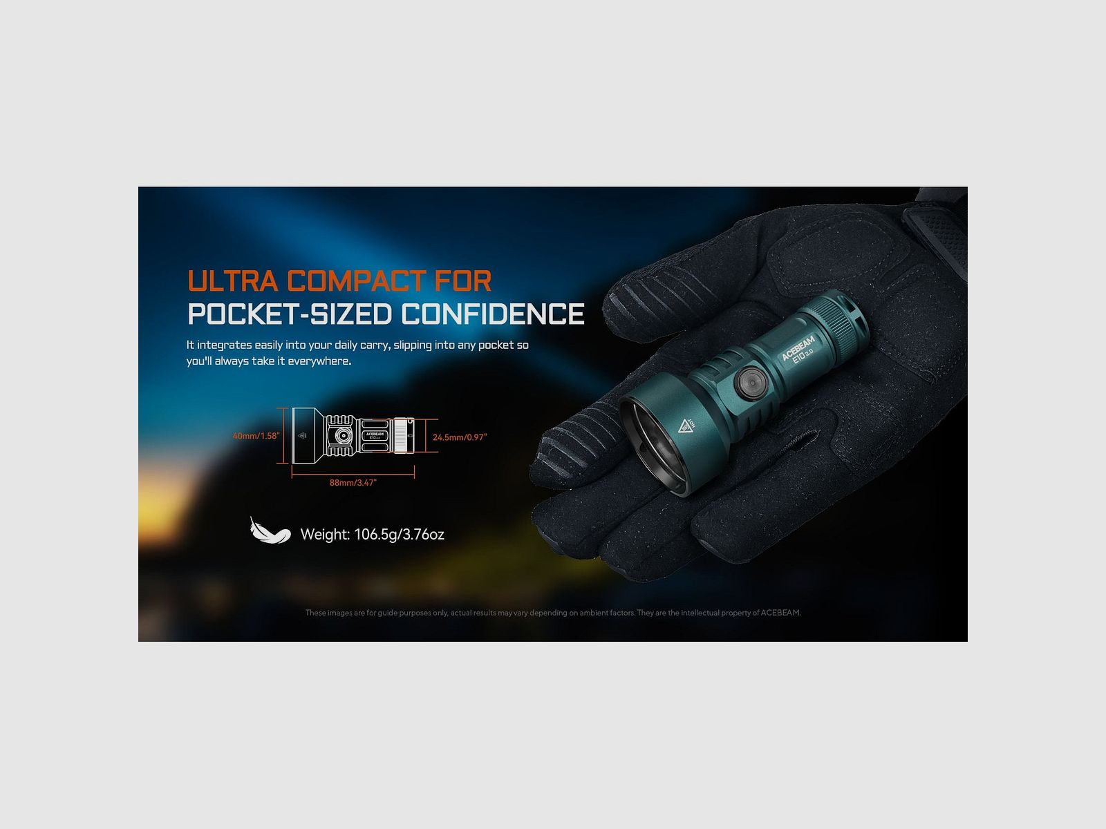 LED flashlight E10 2.0, 1,200 lumens (including battery), image 5 of 7