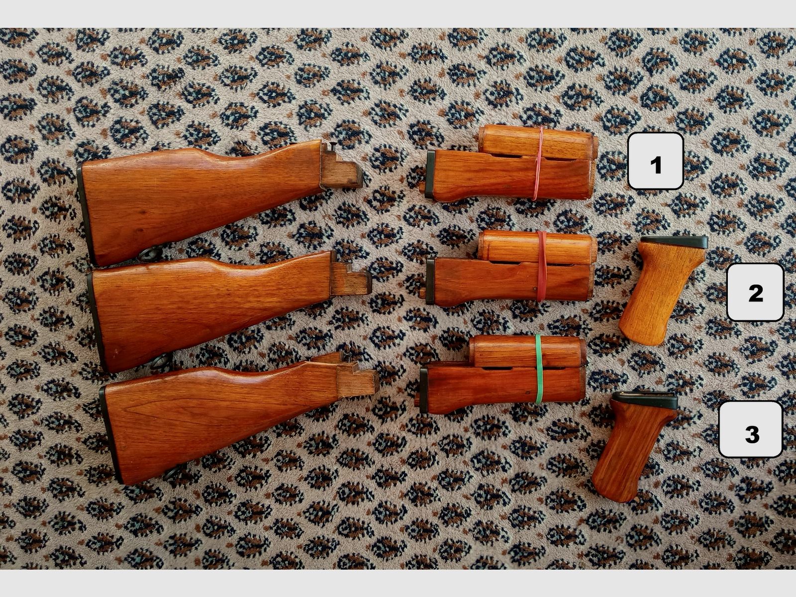 Chinesische Type-56 Schaft-Set aus "Chu-Wood" / Festschaft + Handschutz / Sino AK47  // Norinco SDM Polytech NEDI / Typ 56 