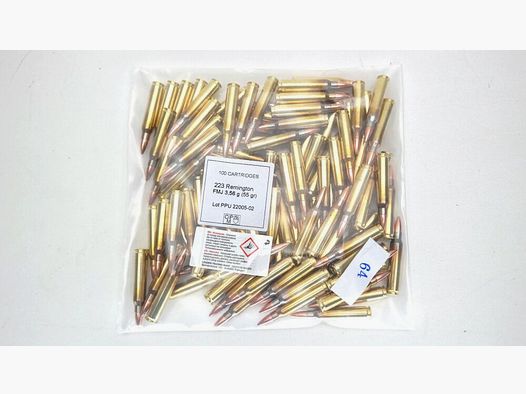 PPU Privi Partizan FMJ BT 3,56 grammi 55 grani in 100 bulk DISPONIBILE IMMEDIATAMENTE - .223 Rem