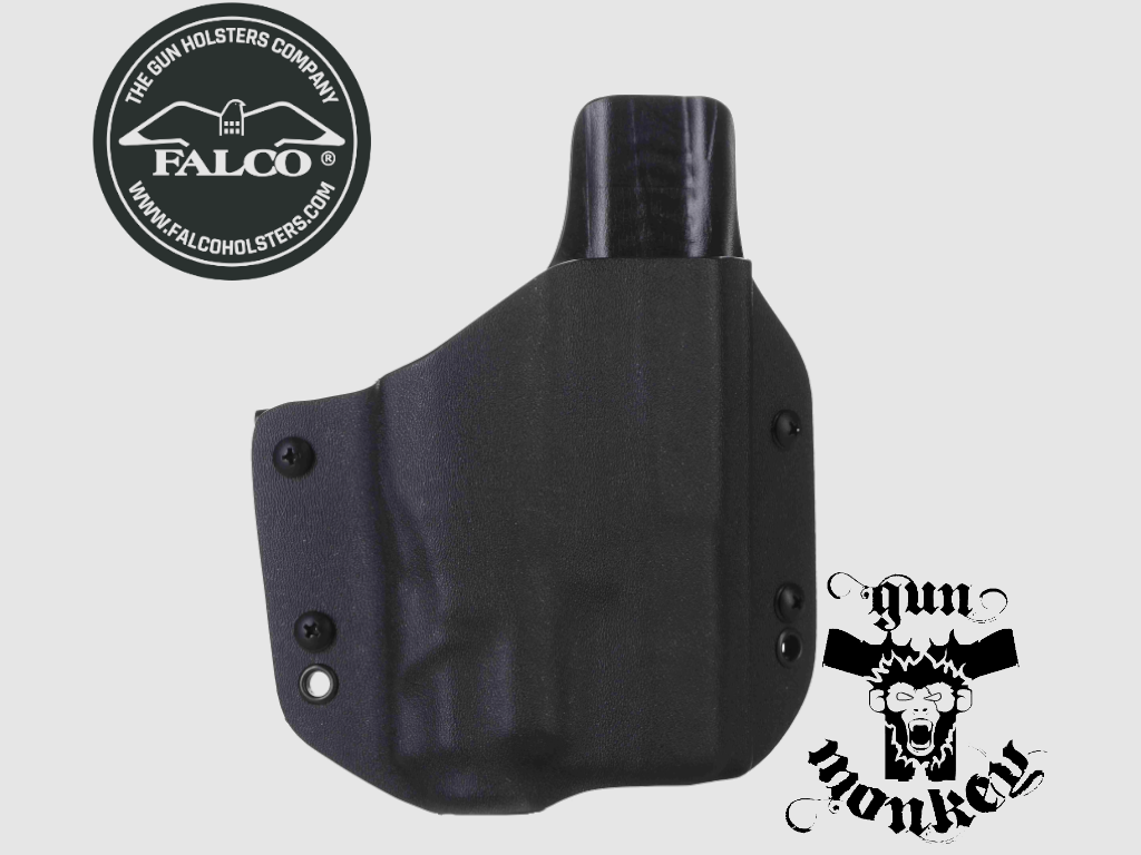Kabura Falco OWB do GLOCK 17 GEN 5 + Olight BALDR Mini, praworęczna, mocowanie na pas 1,5"/40mm, Kydex, czarna mod.(C901 L 2021), zdjęcie 1 z 3
