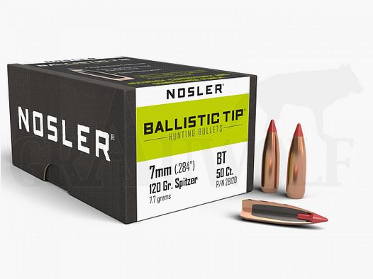 .284 / 7 mm 120 gr / 7,8 g Nosler Ballistic Tip Balas 50 piezas